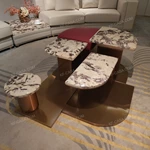 Statement Coffee Table with Marble-Effect Surfaces and Fragmented Design